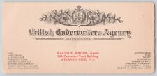 1920s British Underwriters Agency Letterhead Card Ralph Brode Atlantic City NJ picture