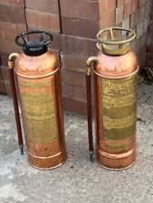 Set of 2 Vintage Fire Extinguisher Antique Polished Copper Brass Empty -Peerless picture