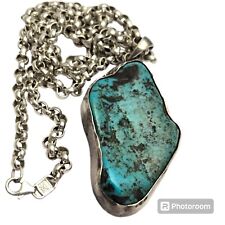 JAW-DROPPING VINTAGE NAVAJO BLUE GEM TURQUOISE STERLING SILVER Necklace  picture