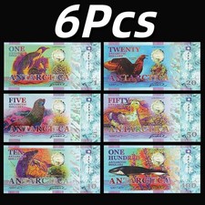 Antarctica Set 6 Pcs: 1 5 10 20 50 100, 2020 Fantasy Note, Polymer, Penguin/unc picture