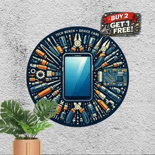 Smartphone Repair Expert Round Metal Plaque Colorful Workshop Sign 8x8In picture