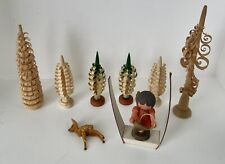Lot Of 6 Erzgebirge Miniature Shaved Wood Trees 2 - 2.5