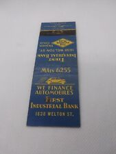 Vintage Finance Automobiles 1st Industrial Bank Morris Plan Denver CO Matchbook picture