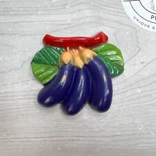 Vintage Fruit Vegetable Eggplants Trio 3D Fridge Kitchen Home Decor Used picture