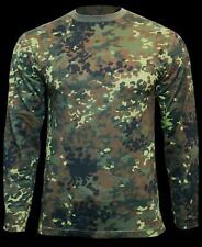 German Army T-Shirt Flecktarn Camouflage Pattern Long Sleeve Tee 100% Cotton picture