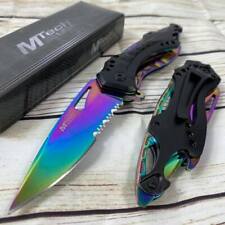 M Tech Manual Folding Knife Rainbow Blade Pocket Knife w/ bottle opener  picture