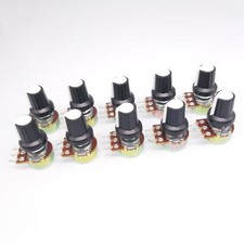 US Stock 10Units 10K B10K OHM Linear Taper Rotary Potentiometer POT White Knob picture