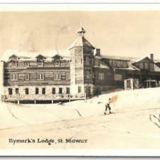 Nymark Ski Lodge RPPC Postcard 1930s Quebec Canada Tourist Snowshoes St Sauveur picture