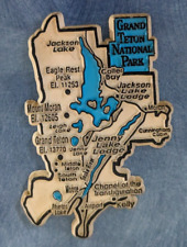 Grand Teton WY National Park Map Fridge Magnet Jackson & Jenny Lake Lodge picture