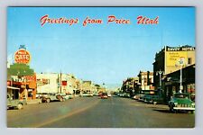 Price UT-Utah, Main Street Looking East, Advertisement, Vintage Postcard picture