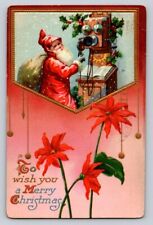c1910 Santa Claus Antique Phone Embossed  picture