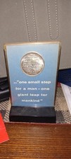 1969 Apollo 11 MFA Medallion Flown Metal NASA Space Program Desk Display Stand picture