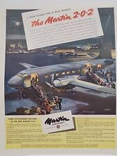 1945 Martin Aircraft 202 Fortune WW2 X-Mas Print Ad Airplane Jet Runway City picture