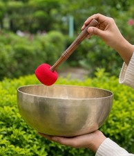 13 Inches Golden Dim Singing Bowl - Deep Sound Healing Meditation, Therapy Bowl picture
