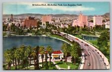 Los Angeles CA-California, Birds Eye View McArthur Park, Vintage Postcard picture