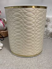 Vintage MCM White Quilted Trashcan picture