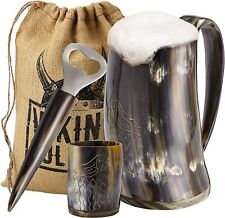 Viking Culture Ox Horn Mug, Shot Glass,and Bottle Opener (3 Pc. Set) 