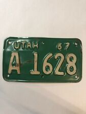 1967 67 Utah Motorcycle License Plate # A 1628 picture