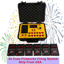 Ship From USA 24 Cues fireworks firing system 500M ABS remote Waterproof Case picture
