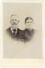 CIRCA 1890'S ID'd CABINET CARD Elderly Couple Fancy Clothes Man Has Full Beard picture