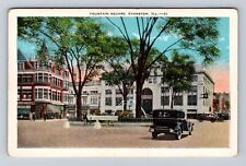 Evanston IL-Illinois, Fountain Square, Advertisement, Antique, Vintage Postcard picture