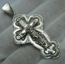 875 Silver Cross Pendant Prayer Scripture Hand Engaved Faith Amulet Manual Work picture