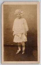 RPPC Cute Little Flapper Girl Lace Dress And Bonnet Bows c1920s Postcard C25 picture