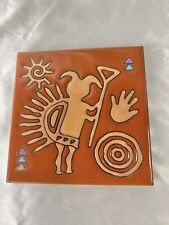 Masterworks Kokopelli Folk Art Handcrafted Ceramic Tile Trivet Humpback God picture