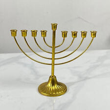 Hanukkah Menorah Jewish Judaica Israel Vintage Golden Iron Chanukah CandleHolder picture