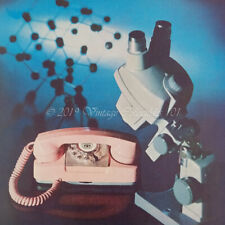 1962 GTE Pink Rotary Phone Laser Science Microscope photo art decor vintage ad picture