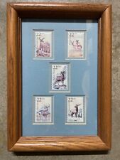 5 US Postal Service Stamp Deer 22 USA Framed 22c White Tailed Pronghorn Bighorn picture