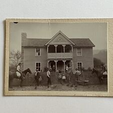 Antique Cabinet Card Photograph Beautiful House Masonic Symbol Horse Chicken Men picture