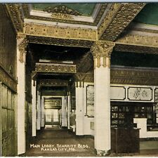 c1910s Kansas City, MO Scarritt Bldg Main Lobby Elevator Gold Trim Postcard A120 picture
