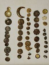 LOT of 48 Vintage Plastic Metal Look Buttons Various Shapes and Sizes (#372) picture