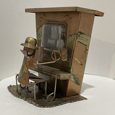 Metal Piano Player Music Box Figurine The Sting Hong Kong Bar Scene Vintage picture