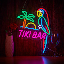 Tiki Bar Parrot Neon Light Sign for Wall Décor Hawaii Pool Tiki Bar Party picture