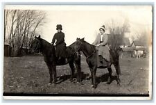 1914 Women Riding Horse Newhall Iowa IA RPPC Photo Posted Antique Postcard picture