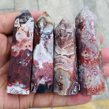 80g Natural Pink Agate Crystal Quartz Obelisk Tower Wands Point Reiki Healing1pc picture