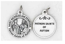 Saint Dymphna & St. Nicholas - Patron Saints of Autism - 3/4 inch Medal  picture