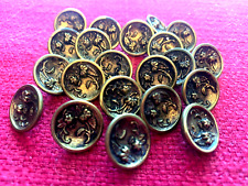 Victorian Ladies 3-Part Brass Floral Buttons Buttons *21 picture