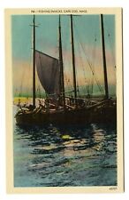 Fishing Smacks Cape Cod, Mass. -  Vintage Linen Postcard Boats picture