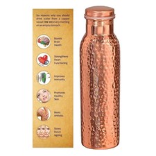 34oz Pure Copper Water Bottle - Handmade Hammered Finish -Ayurvedic Health picture