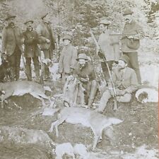 Antique 1888 Benjamin W. Kilburn Skinning A Deer Stereoview Photo Card P1661 picture