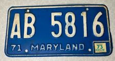 Maryland MD 1971 Blue License Plate AB 5816 picture