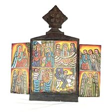 Ethiopia Coptic Christian icon with 8 image. Large Ethiopian Icon. Christian art picture