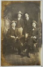 Rppc Handsome Group of Men Serious Looks Studio Postcard O4 picture