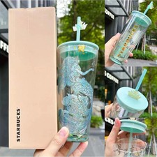 Starbucks Cup Gradient Double-layer Glass Straw Cup Crown Mermaid Marine Series picture