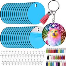 120PCS Sublimation Blanks Keychains Bulk Keychains Ornament Set with Tassels picture