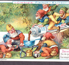 Antique Gnome 100+ yr old Fantasy Picnic Dwarf Party Liebig Victorian Trade Card picture