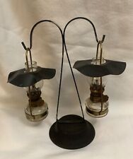 Pair Vintage Mid Century Miniature Hanging Oil Lamps w/Stand picture